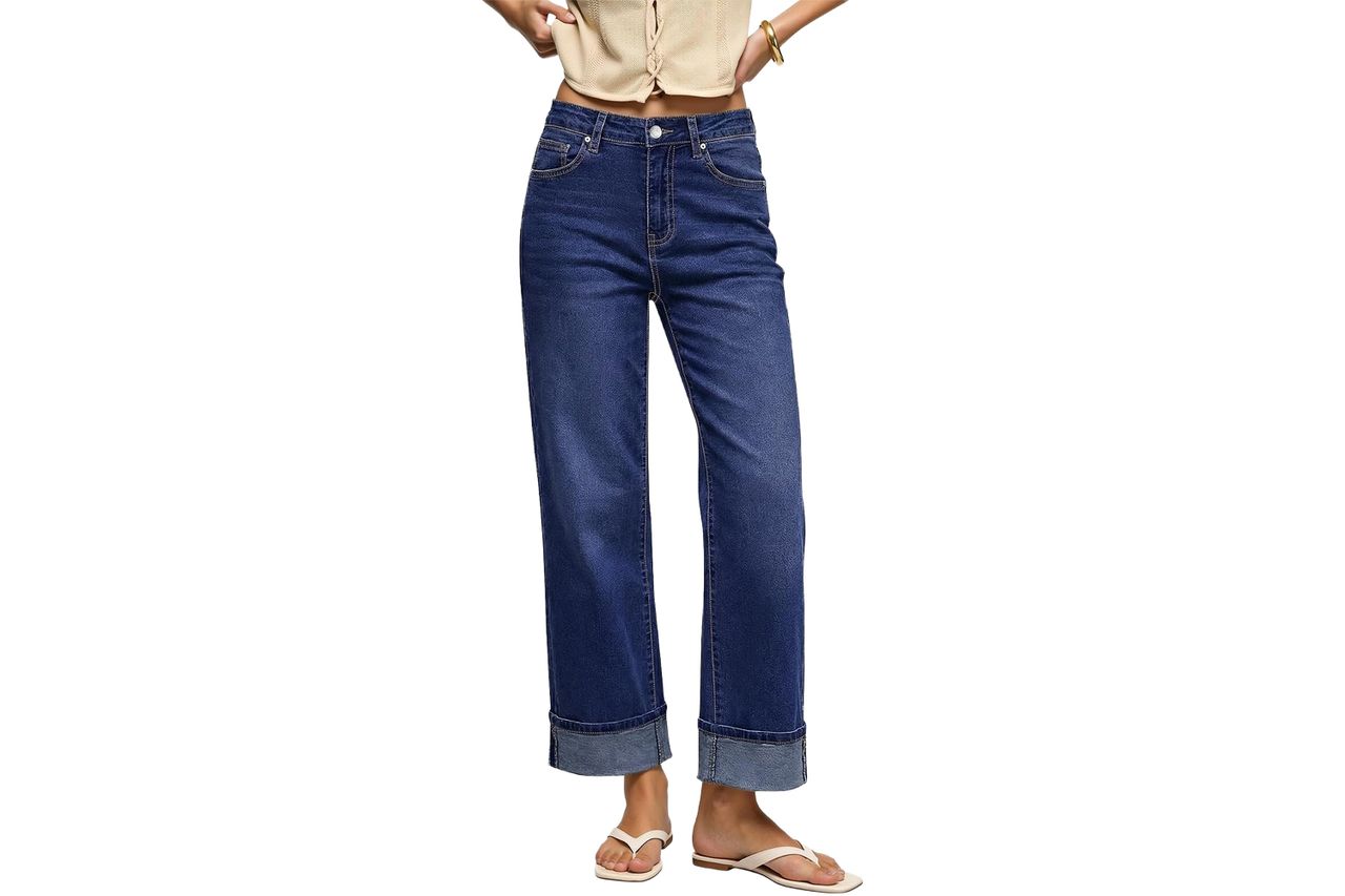 GRAPENT Jean Outfits for Women Womens Jeans Wide Leg Sweat Pant Jeans Women Darkness Blue Small Fits US Size 4 to 6 at Amazon Women's Jeans store Credit: Amazon