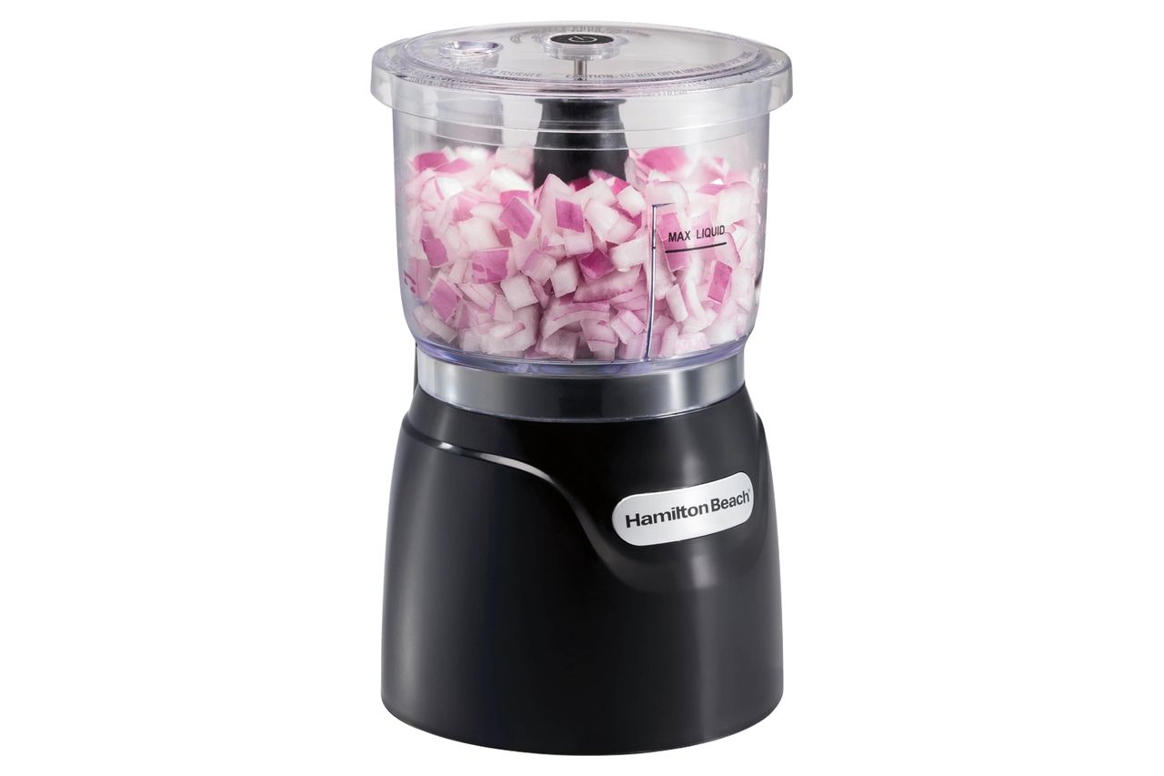 Hamilton Beach 3 Cup Electric Vegetable Chopper & Mini Food Processor | Simple Stack & Press Design | 350 Watts & Stainless Steel Blades For Dicing, Mincing & Puree | Dishwasher Safe | Black Credit: Amazon