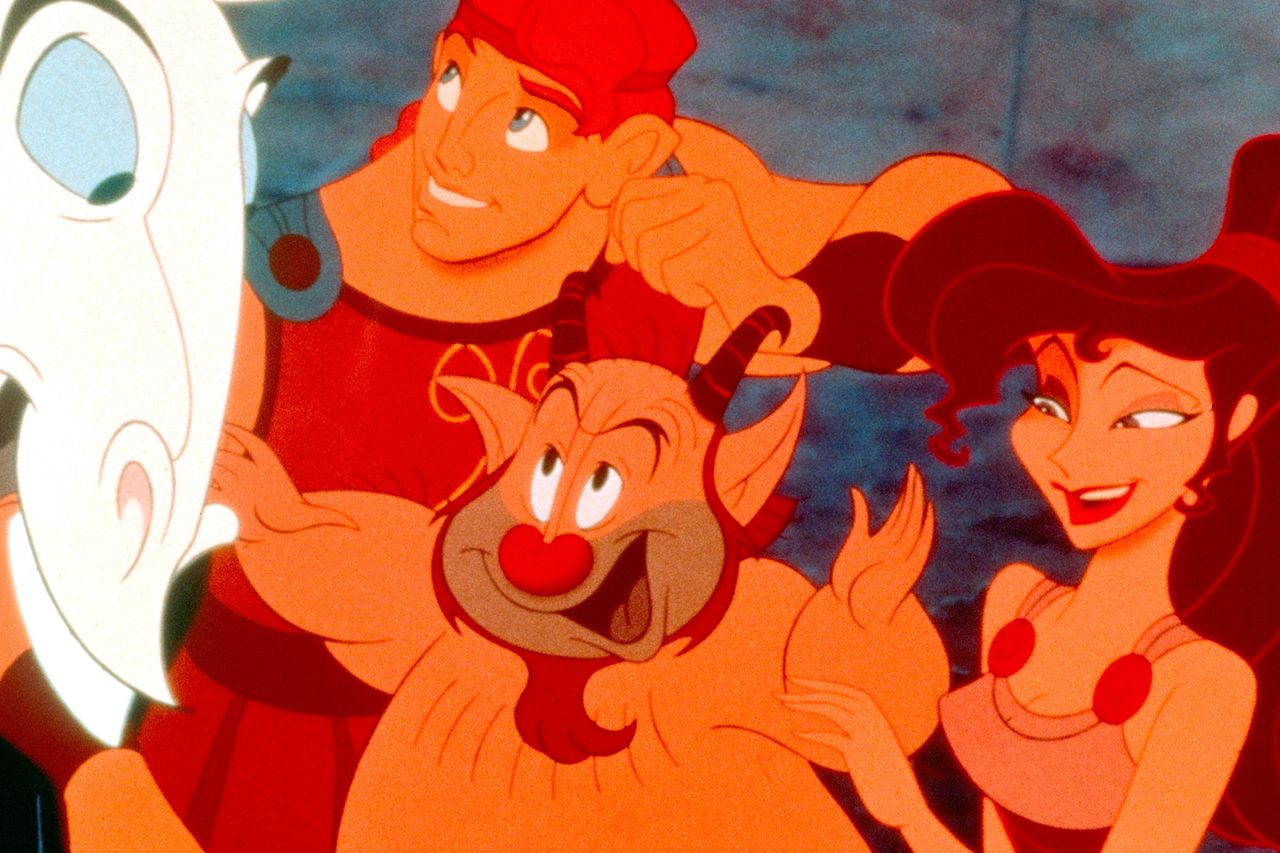 (From left to right): Pegasus, Hercules, Philoctetes and Meg in ‘Hercules.’Credit: Everett