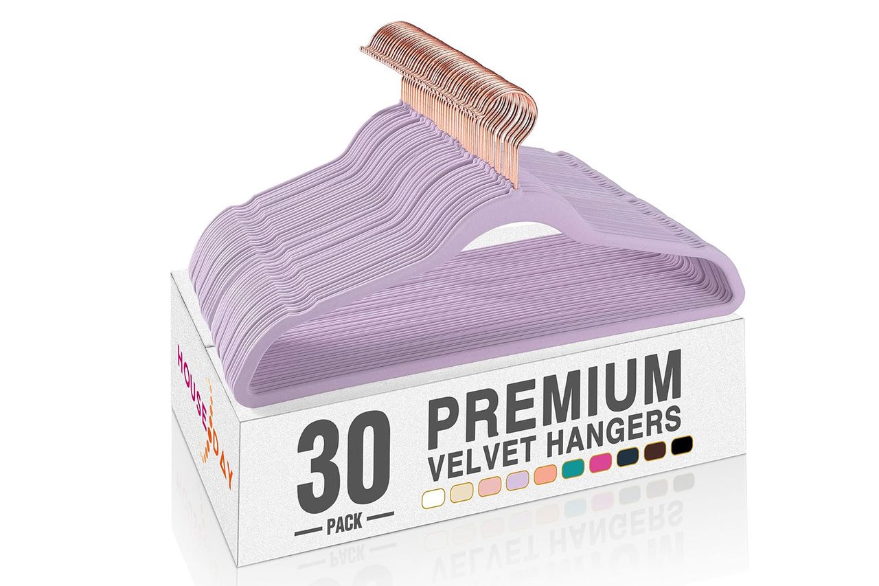 HOUSE DAY Lt-Purple Velvet Hangers 30 Pack, Premium Non-Slip Felt Clothes | Sturdy Credit: Amazon