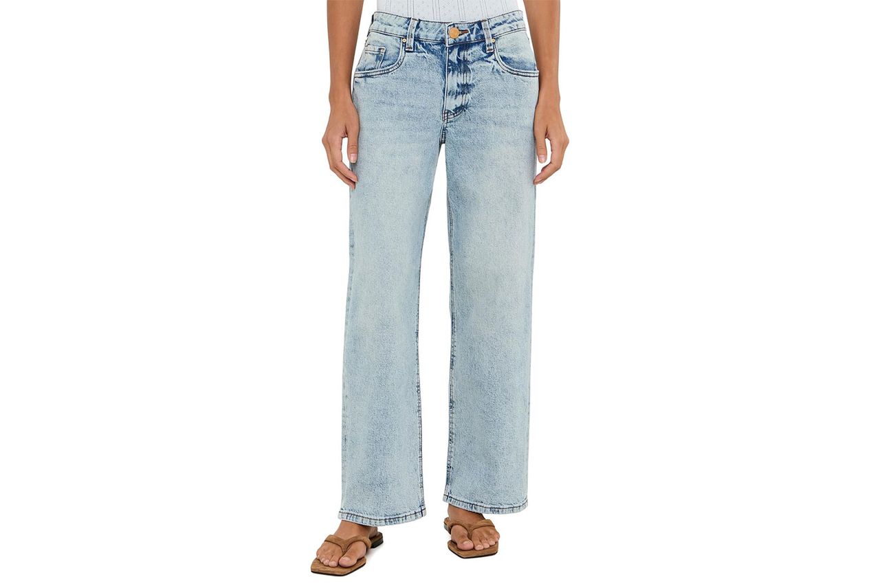 KUT from the Kloth Petite Selena Baggy Low Rise Straight Leg Clean Hem in Enthusiastic Credit: Amazon