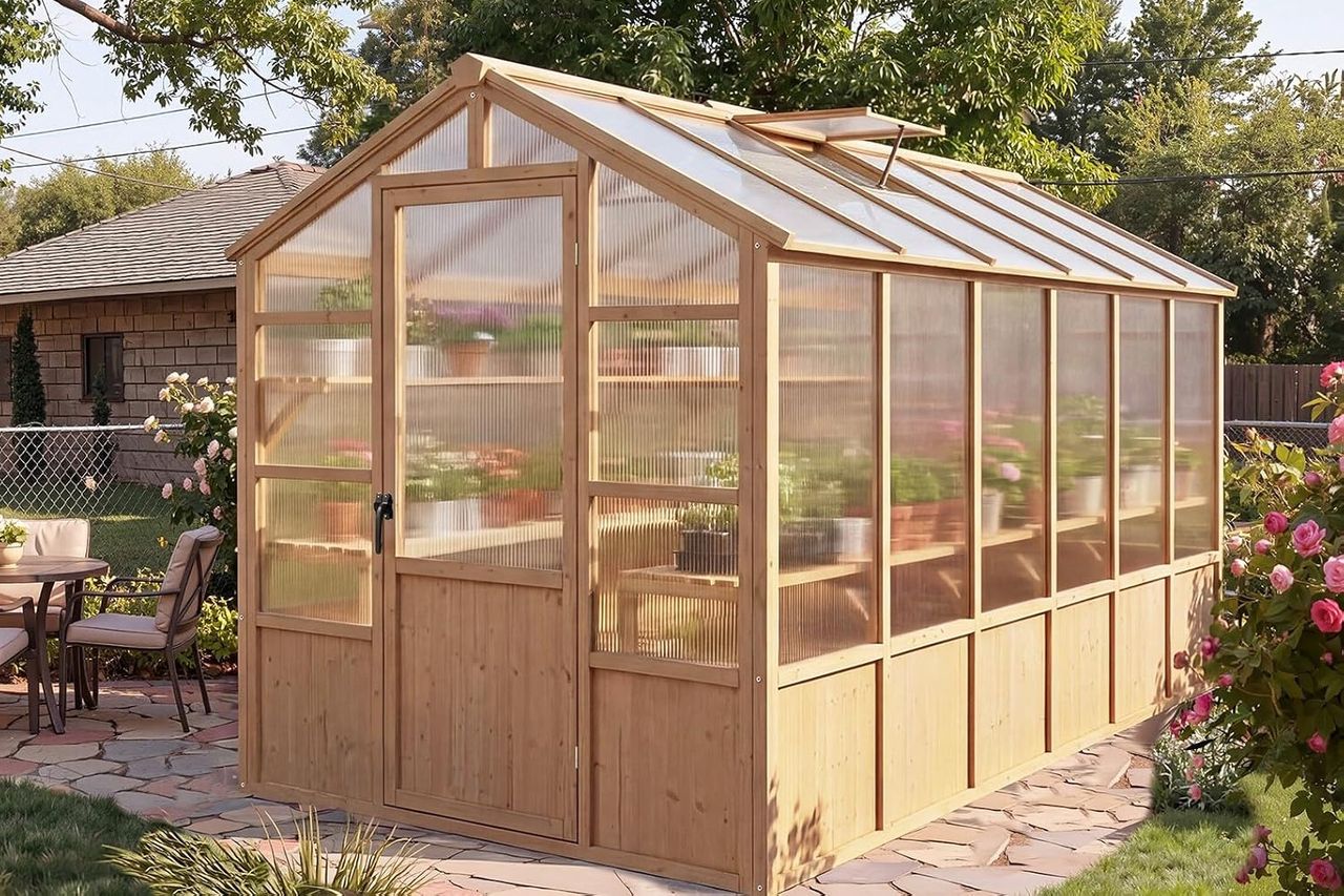 leisulif Heavy Duty Walk-in Wooden Greenhouse Kit Credit: Amazon