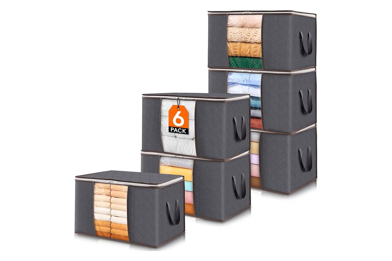 Lifewit 6 Pack Clothes Storage Bins with Lids, Foldable Blanket Storage Bags with Zippers Credit: Amazon