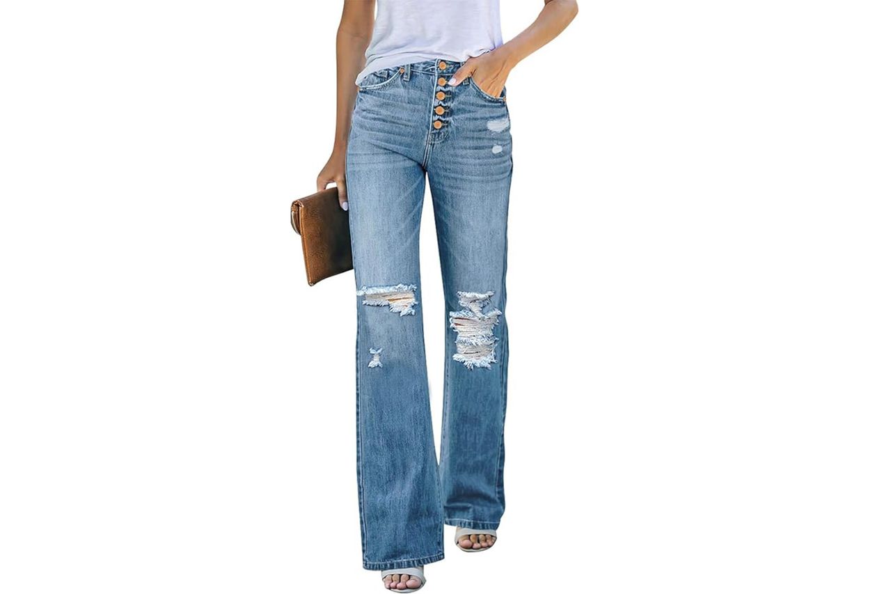 LookbookStore High Waisted Ripped Flare Jeans for Women Distressed Credit: Amazon