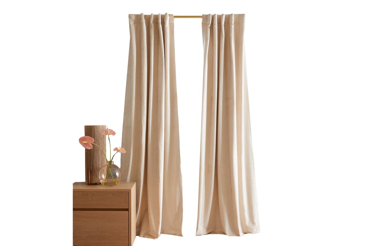 Quince Luster Velvet Room Darkening Curtain Credit: Quince