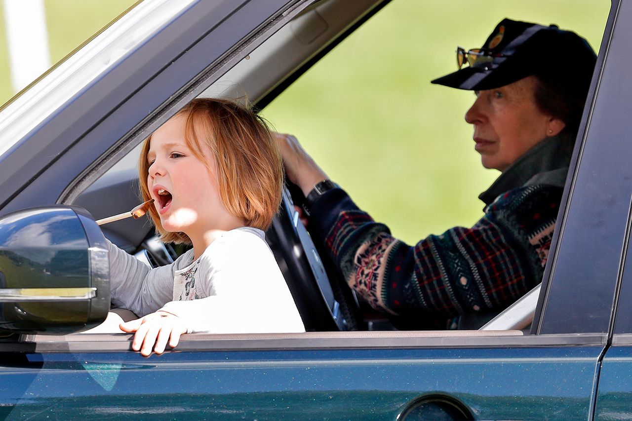 Mia Tindall and her grandmother Princess Anne, Princess Royal sit in Princess Anne's Land Rover Discovery as they watch Zara Tindall compete in the Whatley Manor Horse Trials at Gatcombe Park on September 7, 2018 in Stroud, England. Mia Tindall and Princess Anne watch Zara Tindall compete in the Whatley Manor Horse Trials at Gatcombe Park on Sept. 7, 2018Credit: Max Mumby/Indigo/Getty