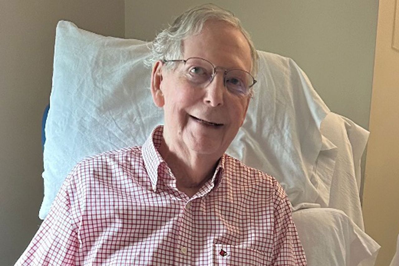 mitch mcconnell shares update Mitch McConnell is seen in a hospital bed in a photo shared alongside an update on his health.Credit: Mitch McConnell