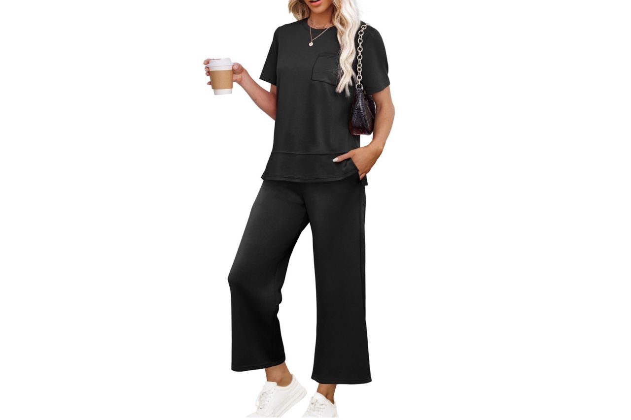 OFEEFAN Women's Lounge Sets Fashion Outfits Wide Leg Loungewear Side Credit: Amazon