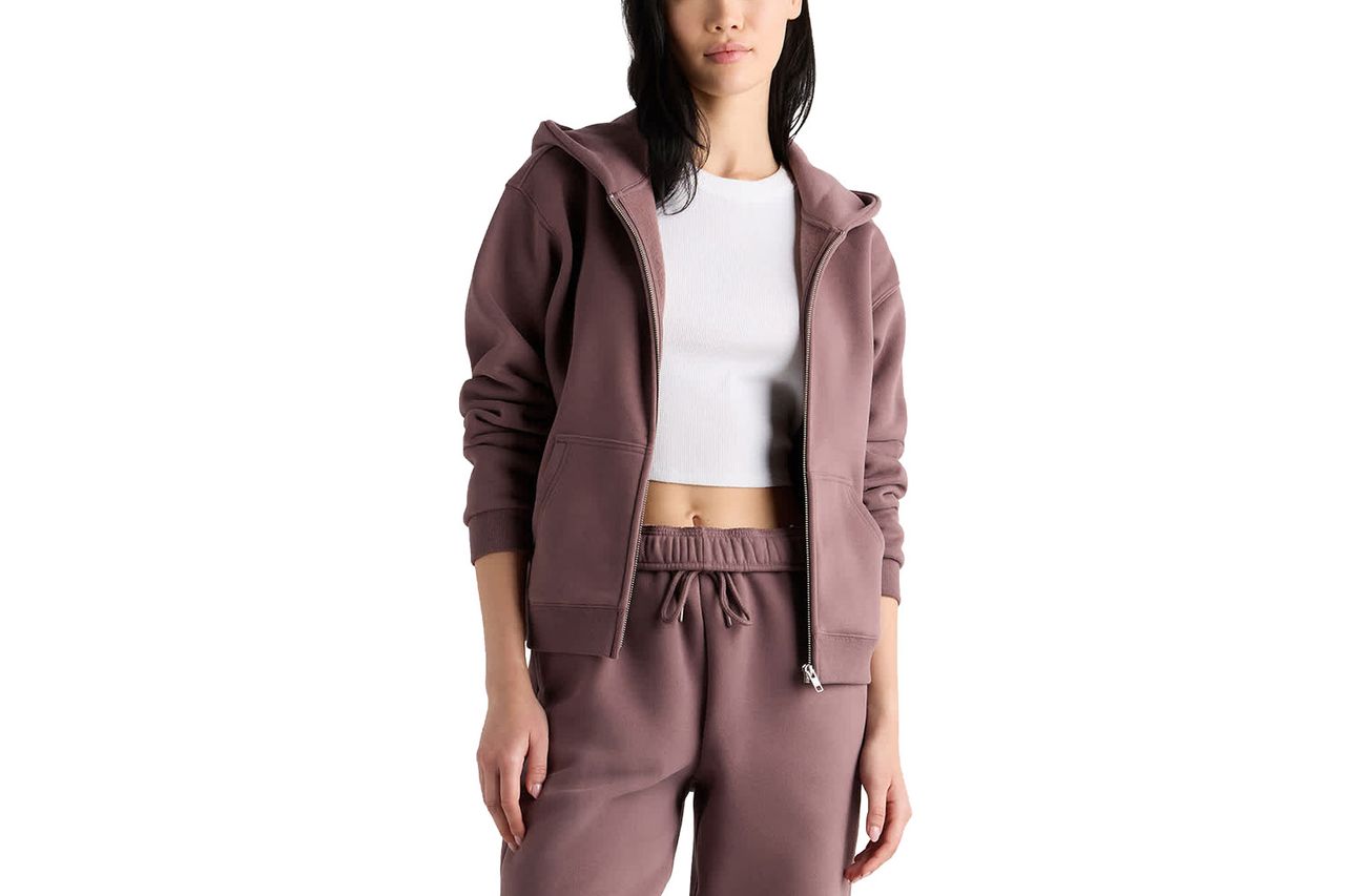 organic cotton everyday fleece full zip hoodie Credit: Quince
