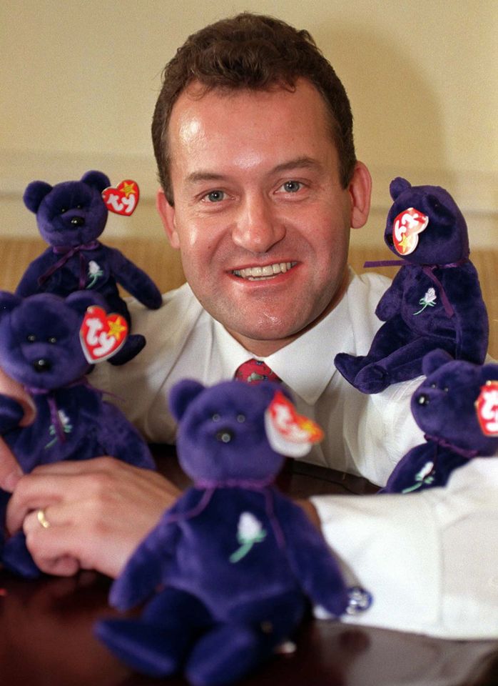 Paul Burrell, former butler to Diana, Princess of Wales, with the limited edition 'Princess Beanie Baby' teddy bears which were produced in her memory and have become one of the most sought after toys in the world. Paul Burrell, former butler to Diana, Princess of Wales, is photographed with multiple Princess Beanie Baby plush bearsCredit: Suzanne Hubbard - PA Images/PA Images