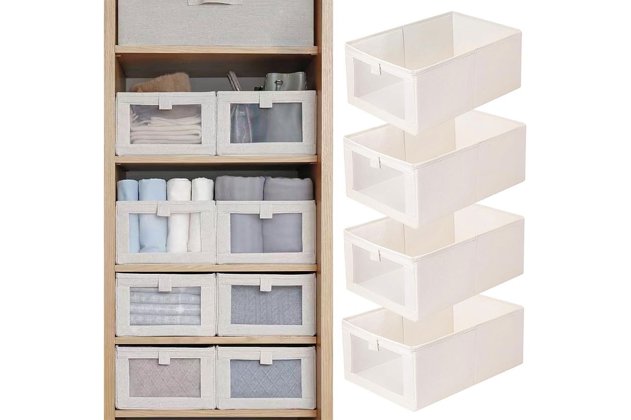 Pradnel Linen Closet Organizers And Storage, 4 Pack Storage Bins Baskets for Organization Foldable Organizer Credit: Amazon