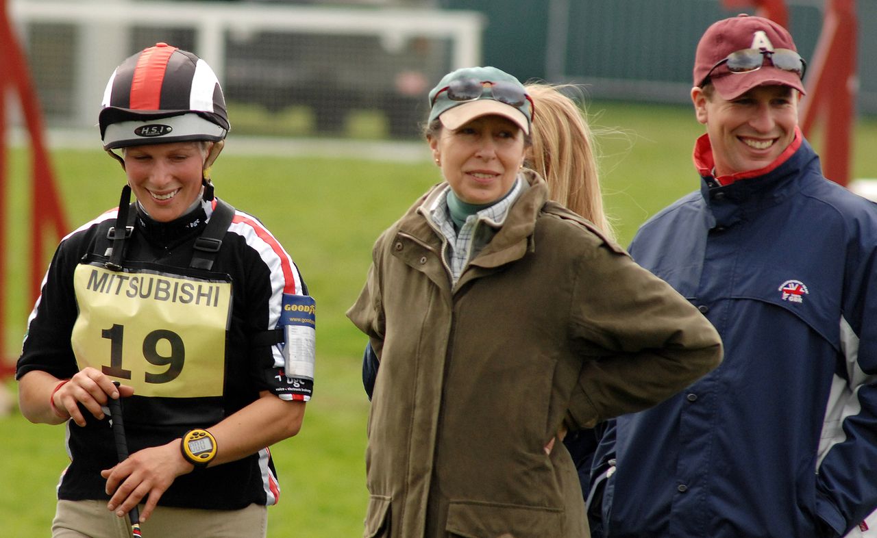 Zara Phillips, Princess Anne, the Princess Royal and Peter Phillips chat together on the third day of the Badminton Horse Trials on May 3, 2008 in Badminton, England Zara Tindall, Princess Anne and Peter Phillips at the Badminton Horse Trials in 2008Credit: Samir Hussein/Getty