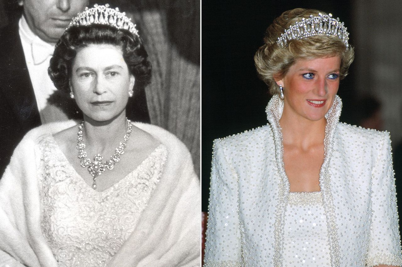 Queen Elizabeth II; Princess Diana Queen Elizabeth at the London Palladium in 1967; Princess Diana in Hong Kong in November 1989.Credit: Daily Mail/Shutterstock; Tim Graham Photo Library via Getty