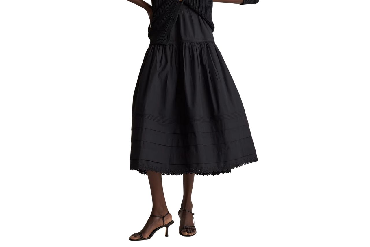 Quince 100% Organic Cotton Poplin Pintuck Maxi Skirt Credit: Quince