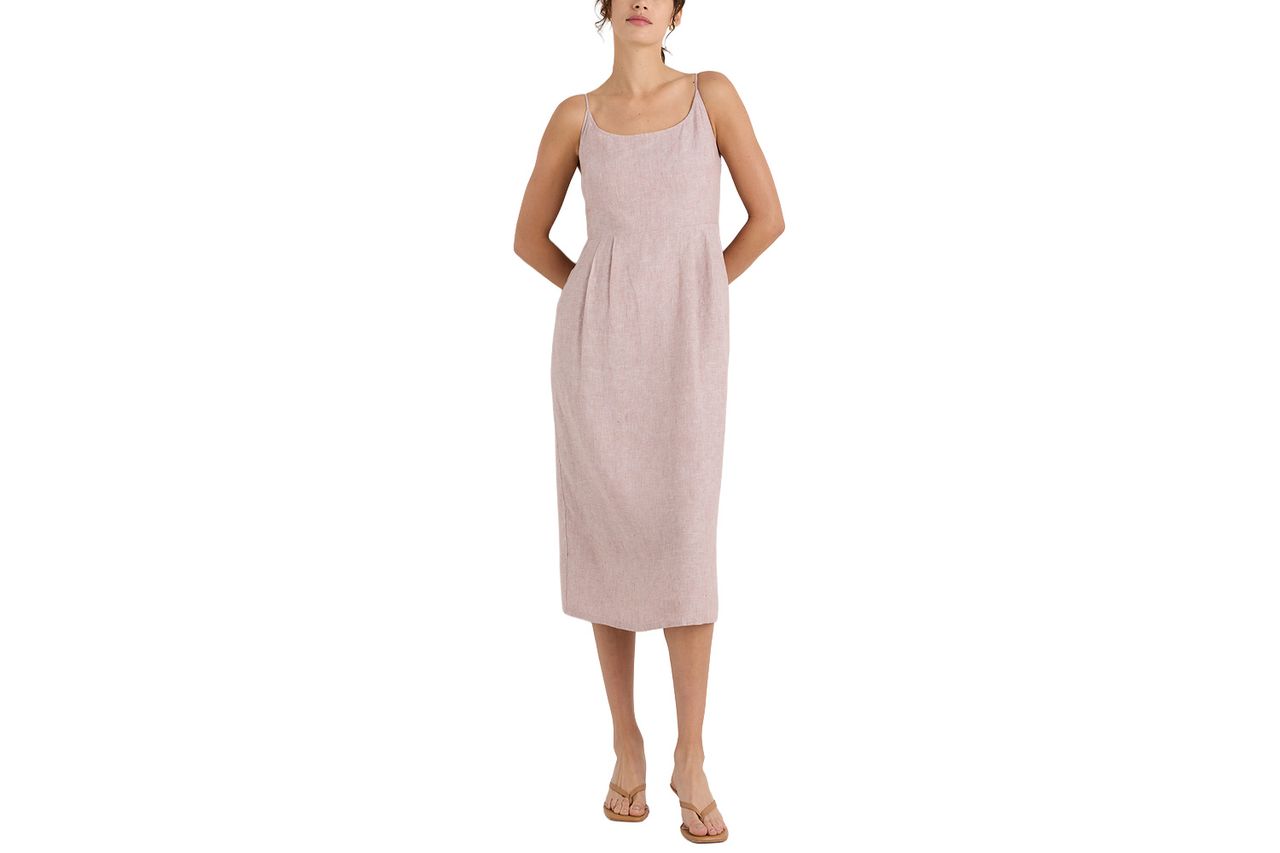 Quince 100% European Linen Scoop Neck Midi Dress Credit: Quince