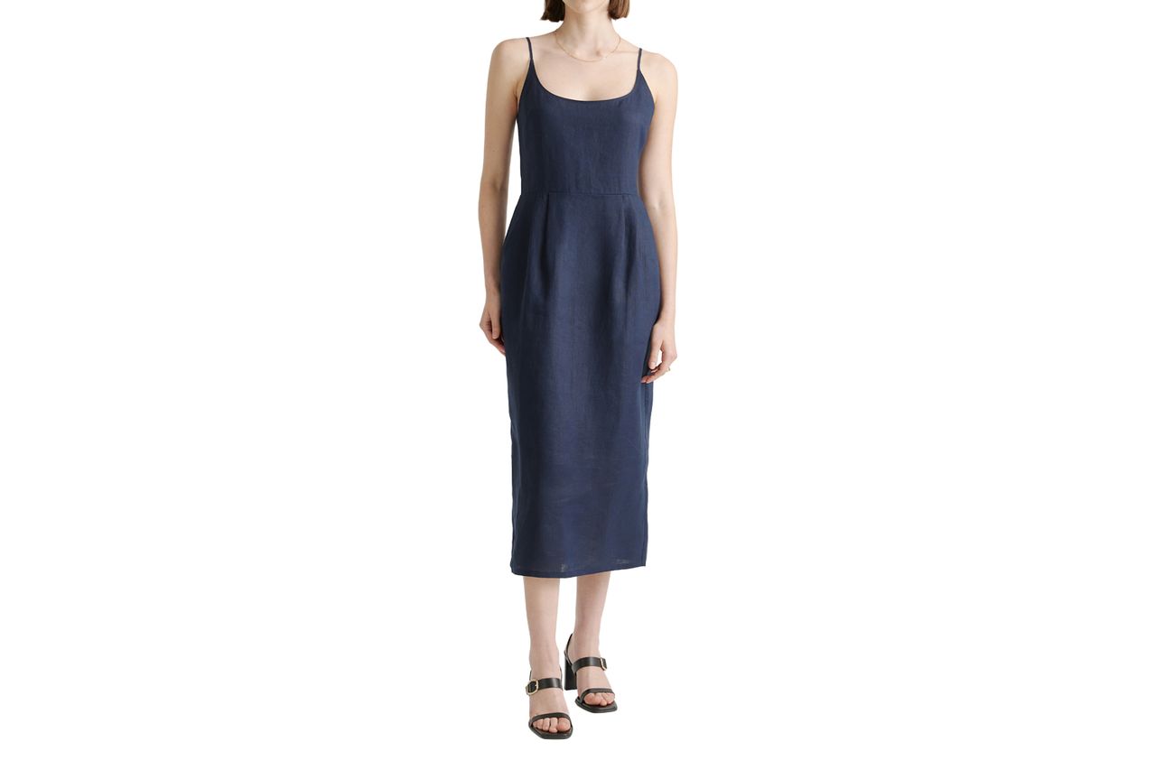 Quince European Linen Scoop Neck Midi Dress Credit: Quince