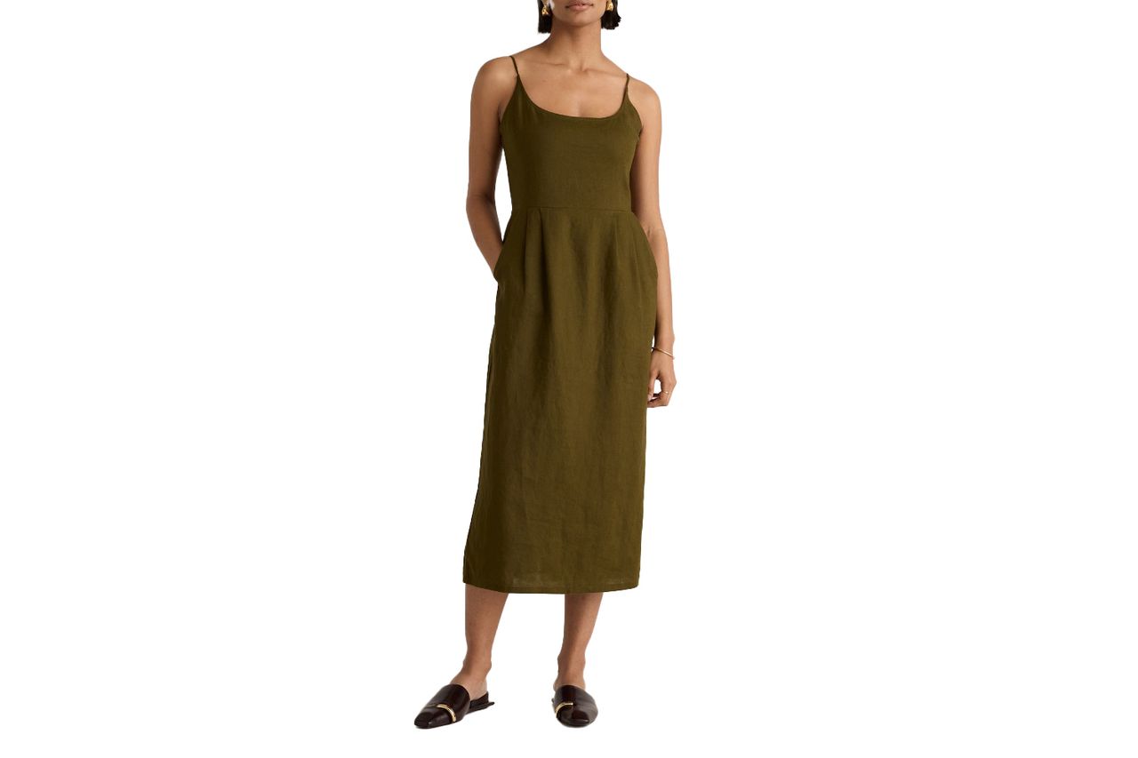 Quince European Linen Scoop Neck Midi Dress Credit: Quince