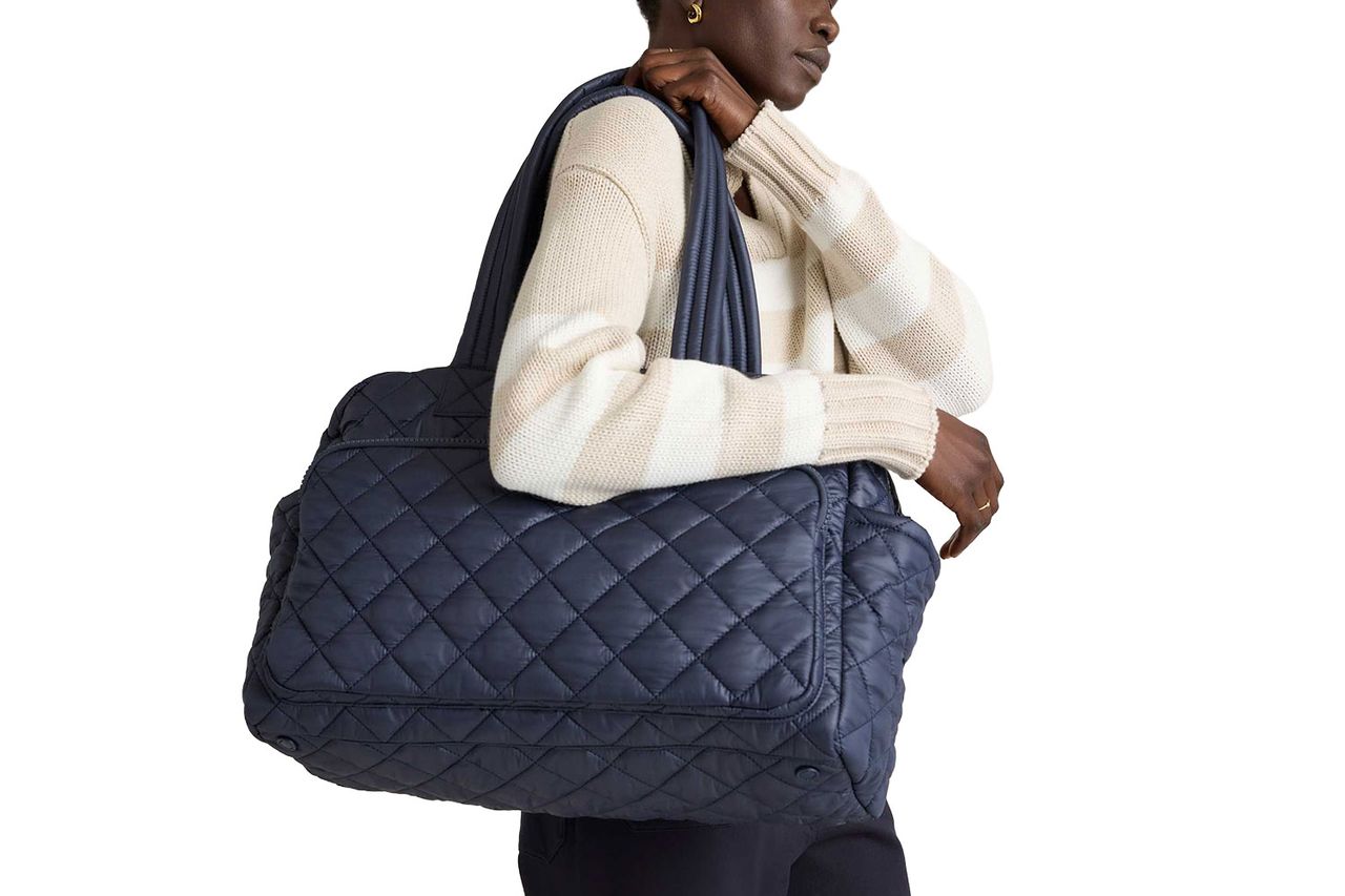 quilted recycled nylon weekender Credit: Quince