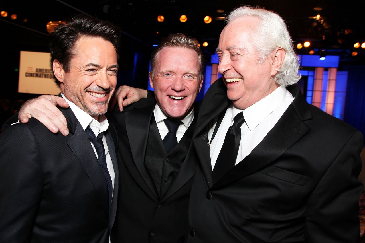 Robert Downey Jr., Anthony Michael Hall and Robert Downey Jr. at American Cinematheque's 2011 Award Show Honoring Robert Downey Jr. at The Beverly Hilton Hotel on October 14, 2011 in Beverly Hills, California (Left-right:) Robert Downey Jr., Anthony Michael Hall and Robert Downey Sr. in 2011Credit: Eric Charbonneau/WireImage