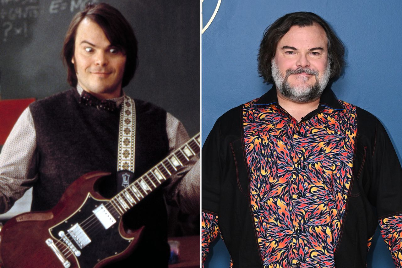 From left: Jack Black as Dewey Finn in 2003’s ‘School of Rock’; Jack Black poses backstage at ‘The Tonight Show Starring Jimmy Fallon’ on April 2, 2026Credit: Everett; Getty