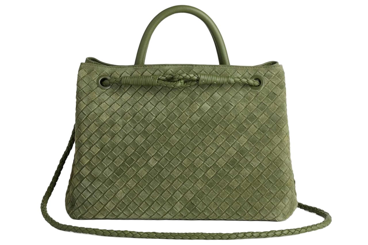 Romy Suede Handwoven Satchel Credit: Quince