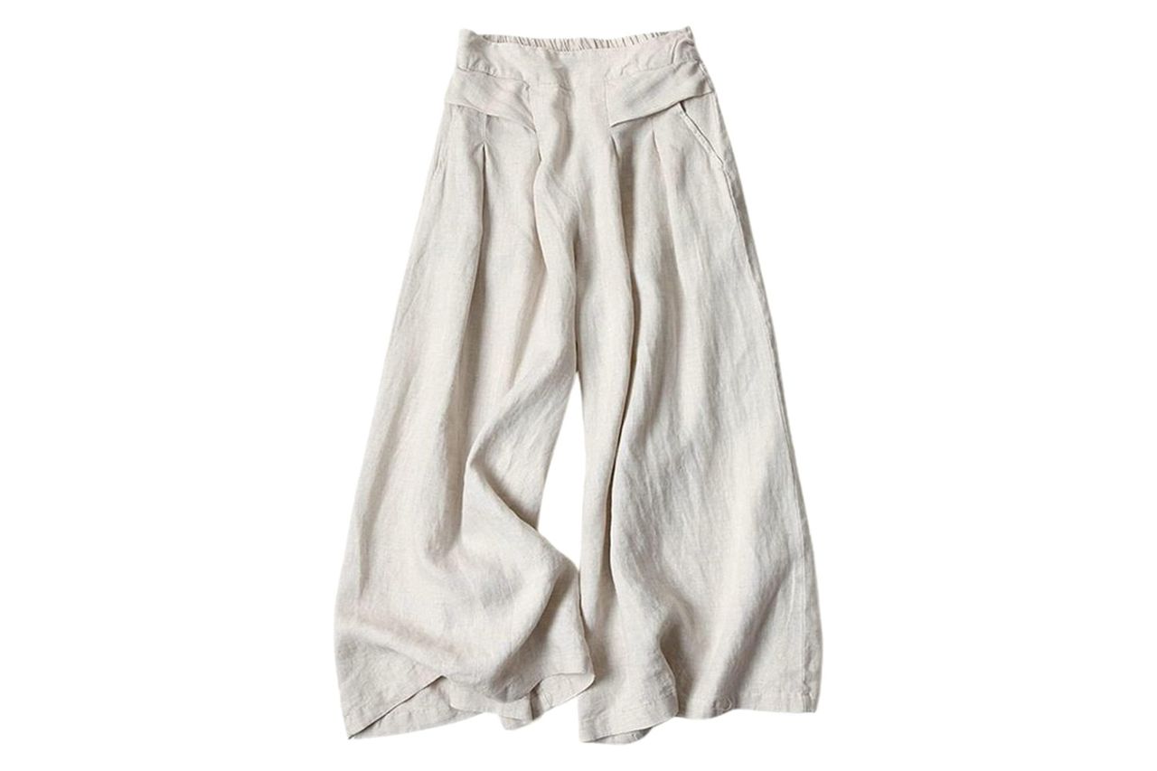 SCUSTY Linen Pants for Women Culottes Capris Wide Leg Palazzo Boho Pants Trousers Credit: Amazon