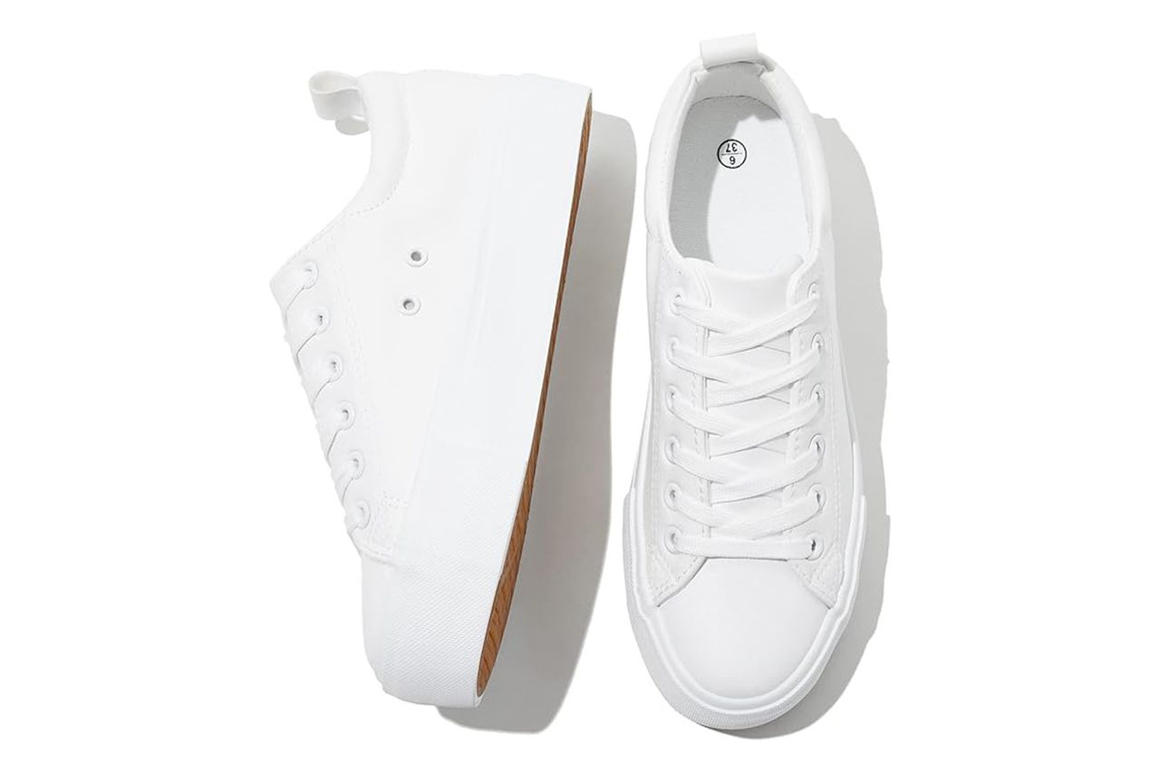 sernial White Platform Sneakers PU Leather Shoes Credit: Amazon