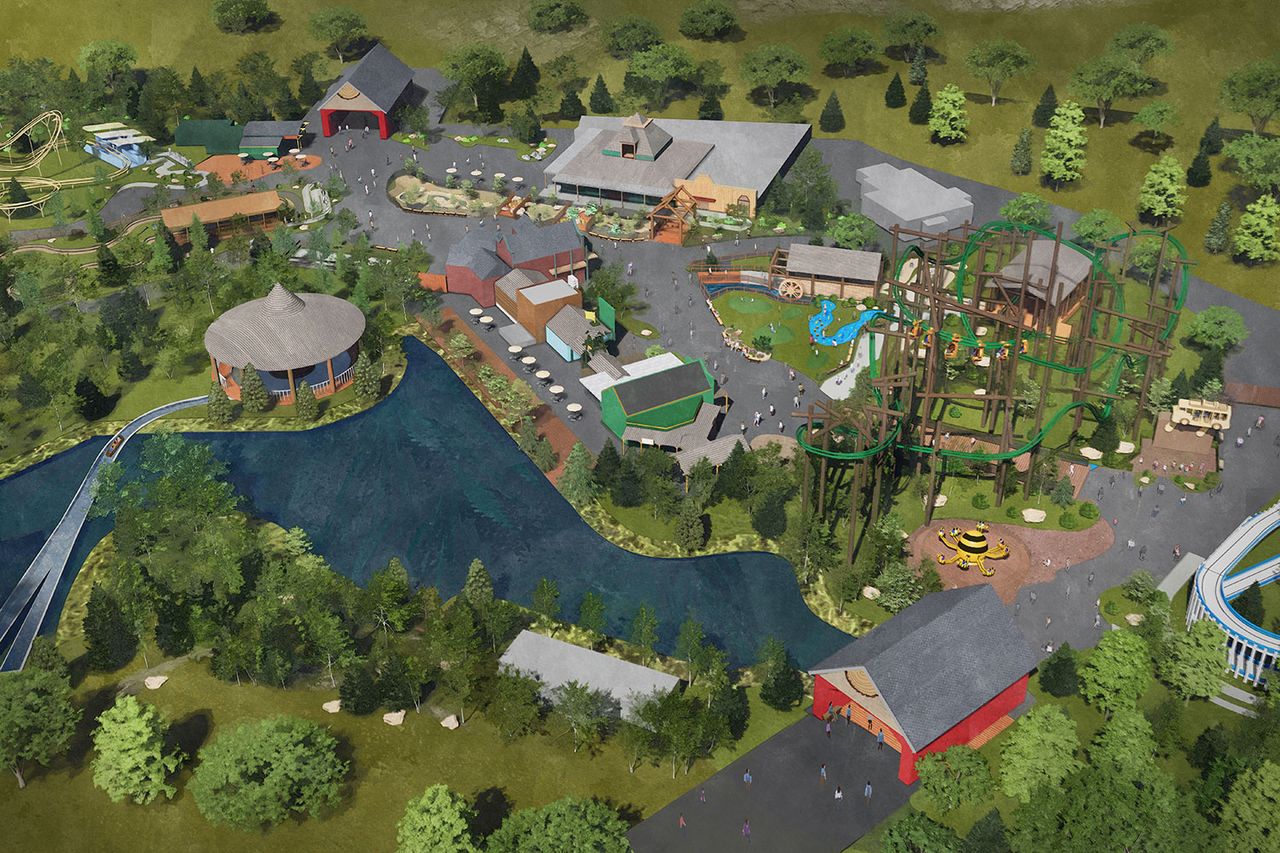 Aerial concept art for Camp Timber Trail at Six Flags Great AmericaCredit: Six Flags Great America