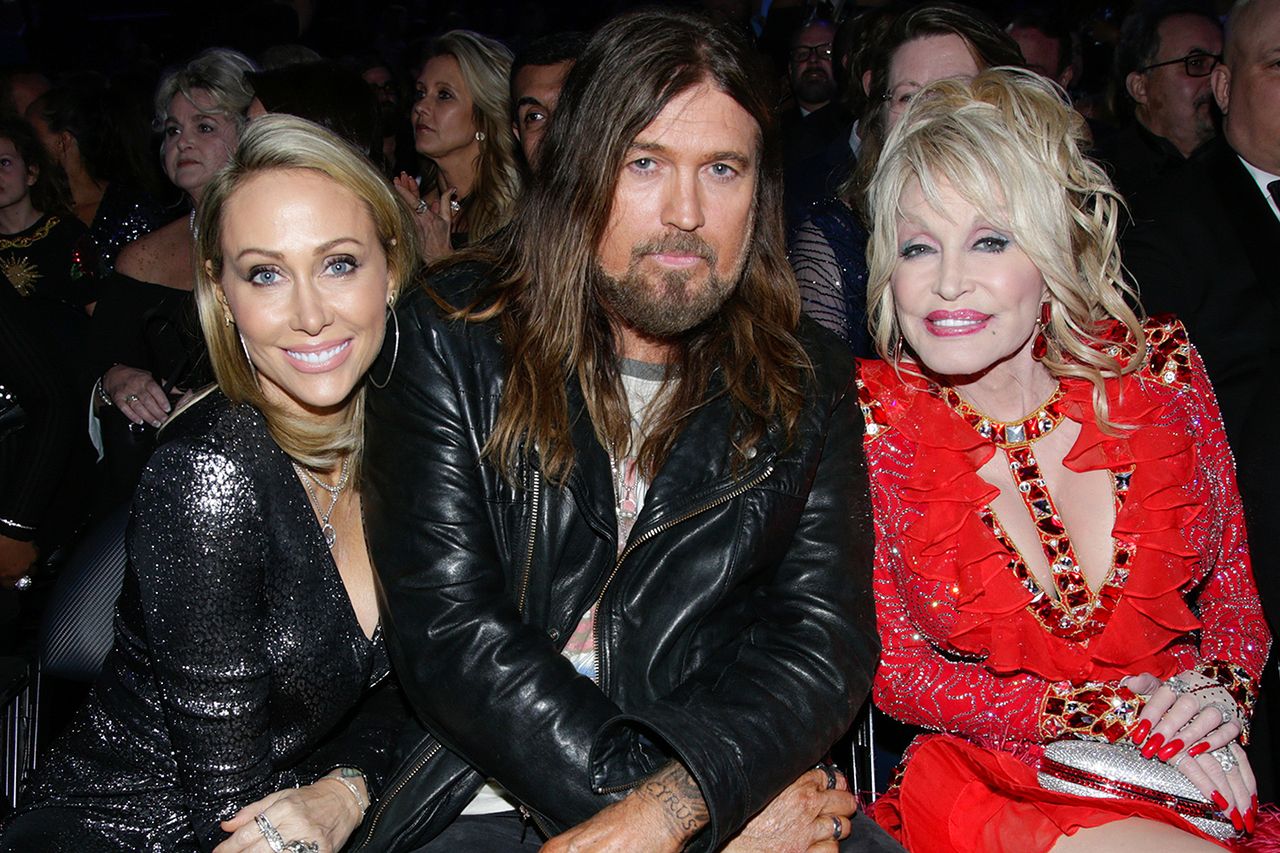 Tish Cyrus, Billy Ray Cyrus and Dolly Parton attends THE 61ST ANNUAL GRAMMY AWARDSCredit: Francis Specker/CBS via Getty
