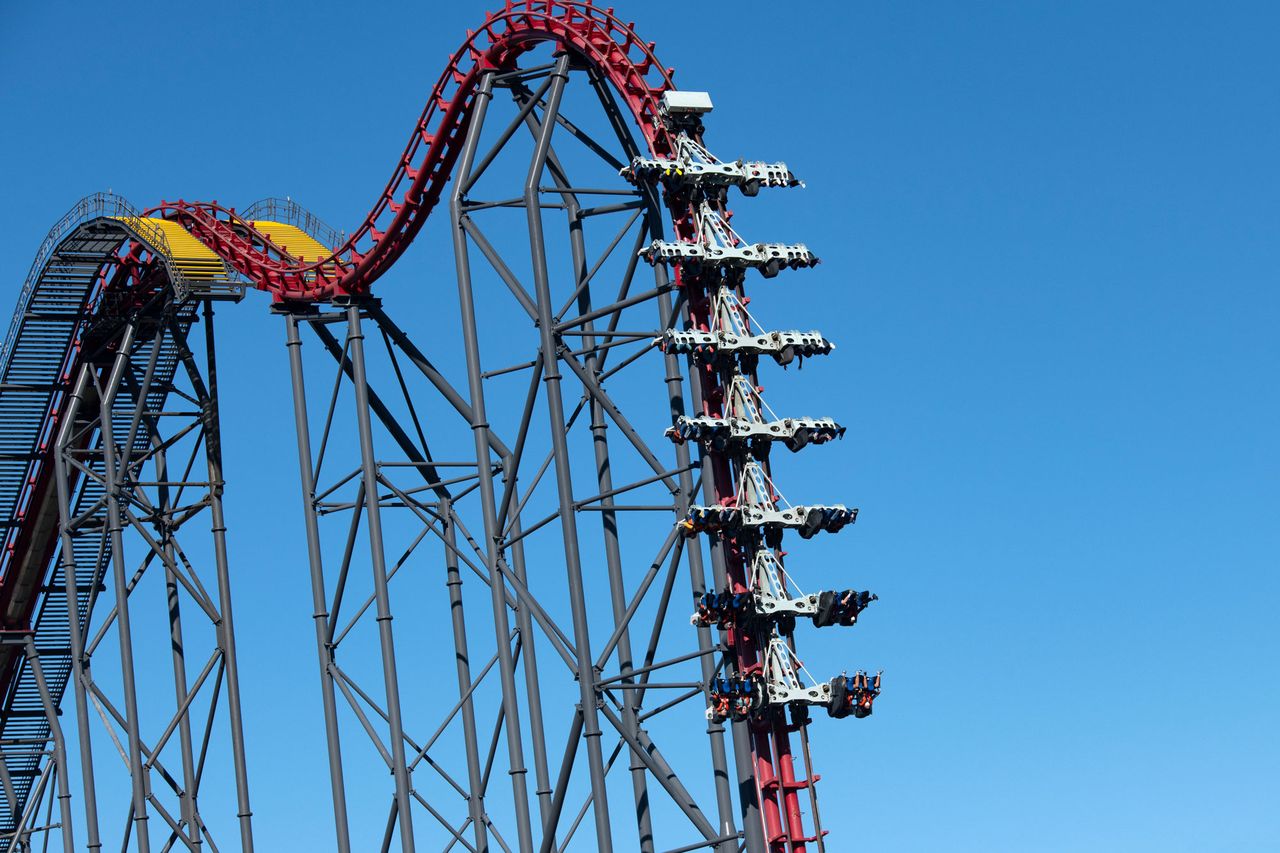 people enjoying X2 roller coaster ride X2 roller coaster ride at Six Flags Magic MountainCredit: Shutterstock