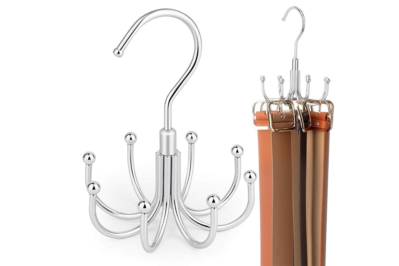 ZEDODIER Belt Hanger for Closet, Rotating Belt Organizer, Holds 24 Belts | Heavy-Duty Metal Credit: Amazon