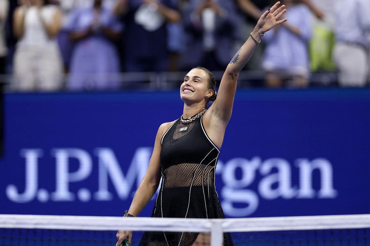 Aryna Sabalenka celebrates match point after defeating Jessica Pegula of the United States during their Women's Singles Semifinal match on Day Twelve of the 2026 US Open at USTA Billie Jean King National Tennis Center on September 10, 2026 in the Flushing neighborhood of the Queens borough of New York City. Aryna Sabalenka celebrates match point during the 2026 US Open on September 10, 2026 in New York City.Credit: Matthew Stockman/Getty