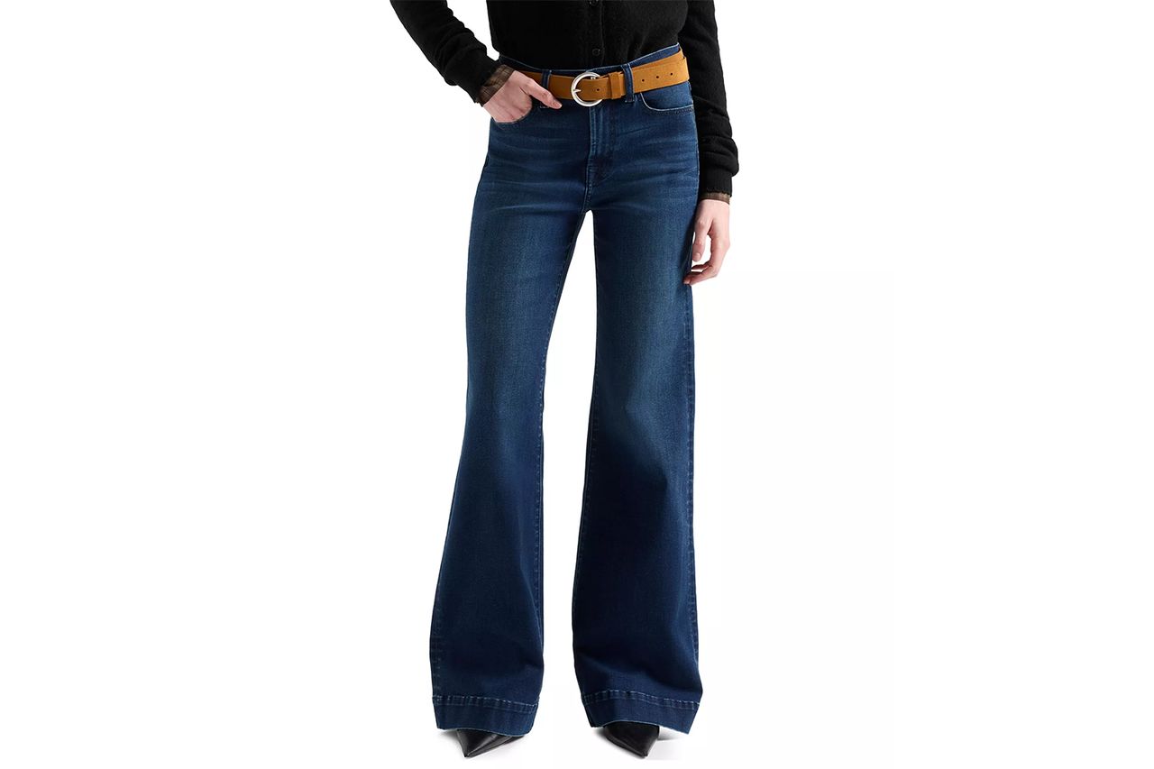 7 For All Mankind Modern Dojo High Rise Wide Leg Trouser Style Hem Jeans Credit: Macy's