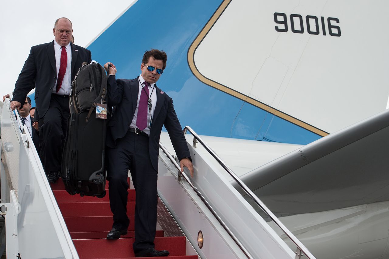 Anthony Scaramucci White House communcations director arrives at Long Island MacArthur Airport Anthony Scaramucci (right) disembarks Air Force One in July 2017.Credit: NICHOLAS KAMM/AFP via Getty