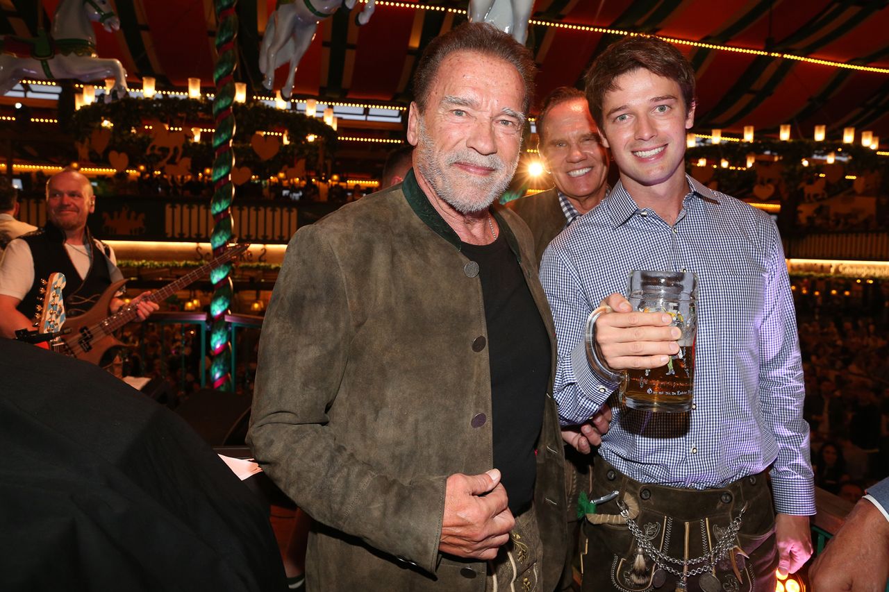 Arnold Schwarzenegger, Daniel Marshall and Patrick Schwarzenegger during the 187th Oktoberfest at Marstall tent /Theresienwiese on September 24, 2022 in Munich, Germany. Arnold Schwarzenegger and Patrick SchwarzeneggerCredit: Gisela Schober/Getty
