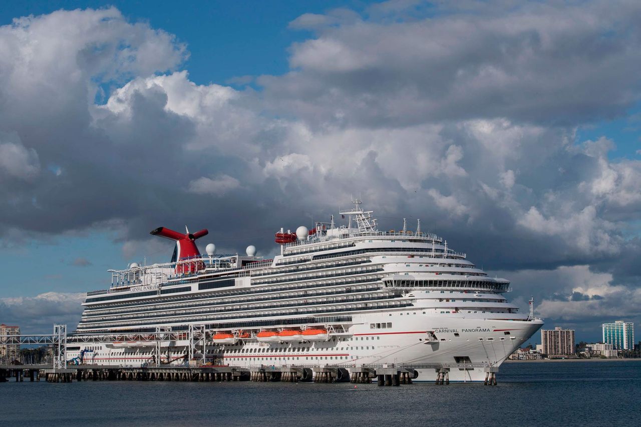 A Carnival Panorama cruise ship is seen docked in Long Beach, California on March 7, 2020 The ‘Carnival Panorama’ cruise ship docks in Long Beach, Calif.Credit: Mark RALSTON / AFP) (Photo by MARK RALSTON/AFP via Getty