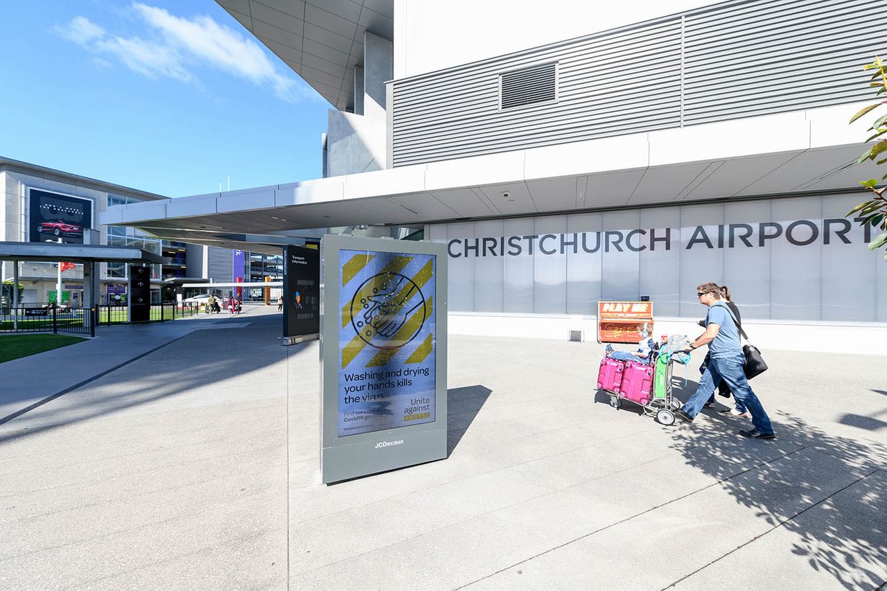 A sign saying washing and drying your hands kills the virus is seen at Christchurch International Airport on March 18, 2020 in Christchurch, New Zealand. Christchurch Airport in New ZealandCredit: Kai Schwoerer/Getty