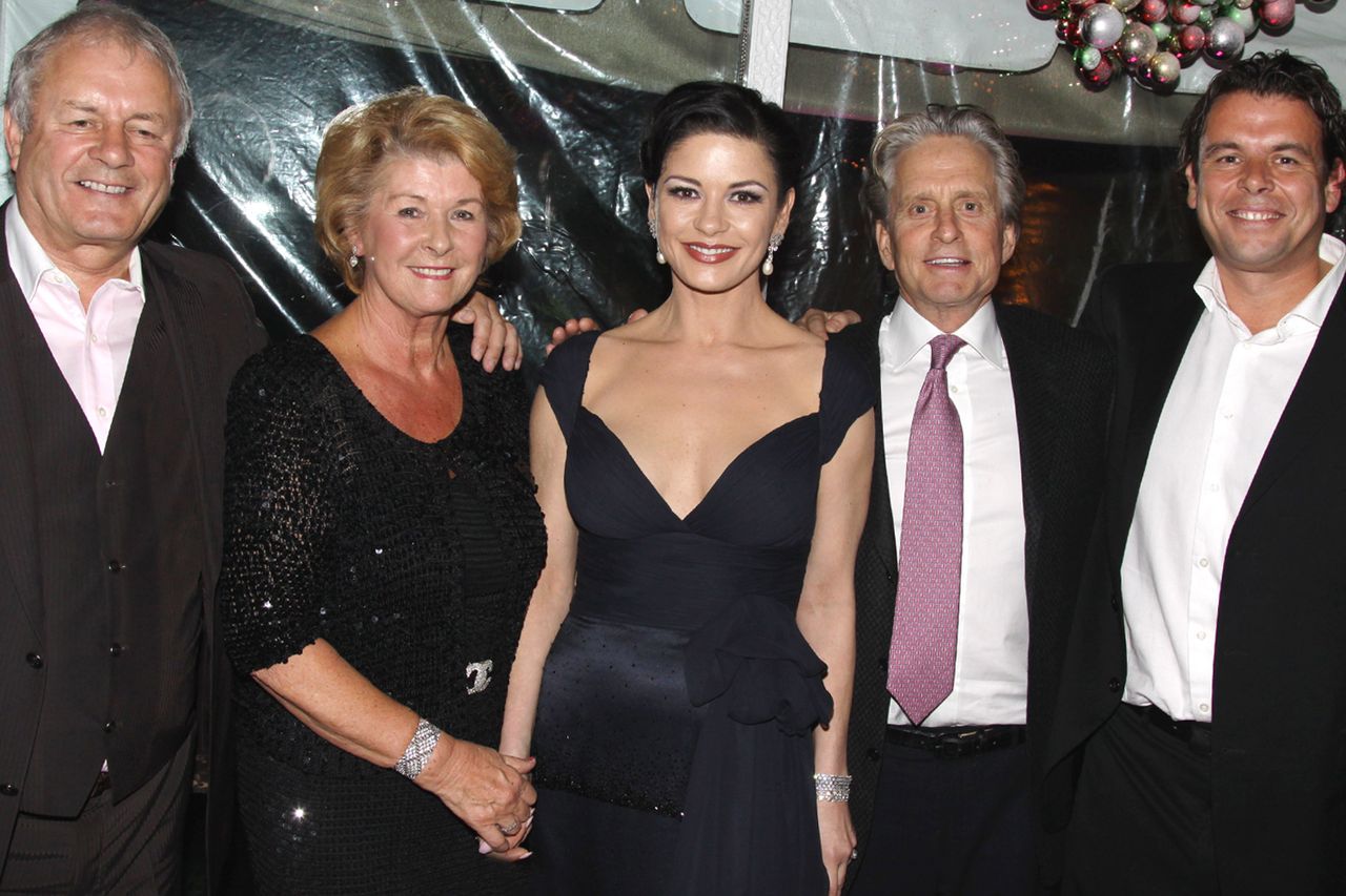 David Jones, Pat Jones, Catherine Zeta-Jones, Michael Douglas, and Lyndon Jones pose at the A Little Night Music Broadway opening night after party at Tavern on the Green on December 13, 2009 in New York City. (Left-right:) David Jones, Pat Jones, Catherine Zeta-Jones, Michael Douglas and Lyndon Jones in 2009Credit: Bruce Glikas/FilmMagic
