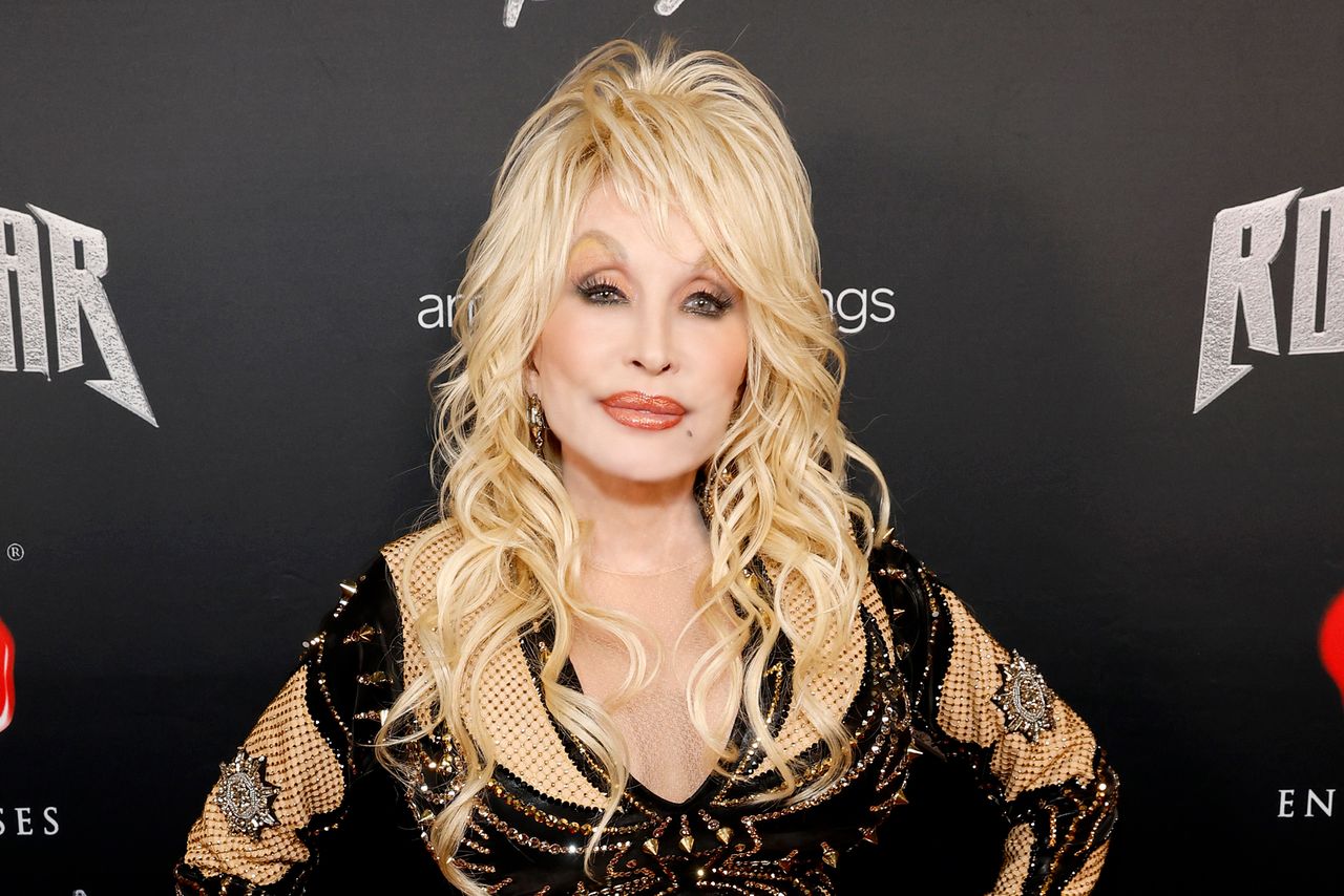Dolly Parton attends Dolly Parton’s Rockstar VIP Album Release Party with American Greetings on November 16, 2023Credit: Jason Kempin/Getty