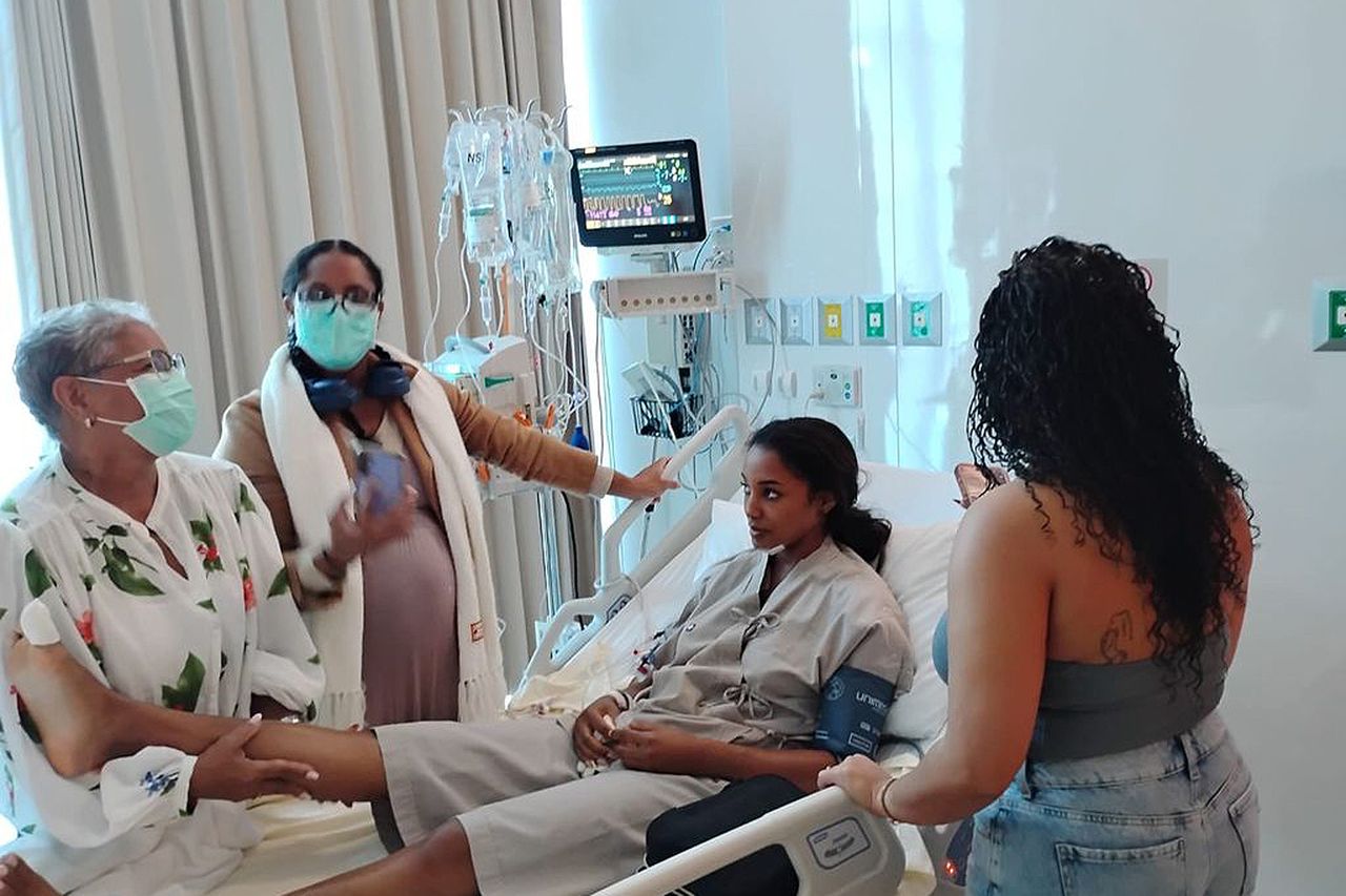 Former Miss Universe Jamaica Gabrielle Henry Speaks Out 10 Months After Fall From Miss Universe Pageant Stage Henry recovers in the hopsital.Credit: Courtesy of Gabrielle Henry
