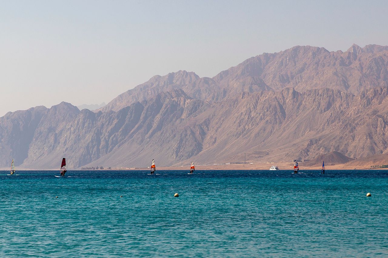Kite Surfer at Dahab Lagoon, Sinai, Egypt Dahab in South Sinai, EgyptCredit: Ulrich Hollmann/Getty
