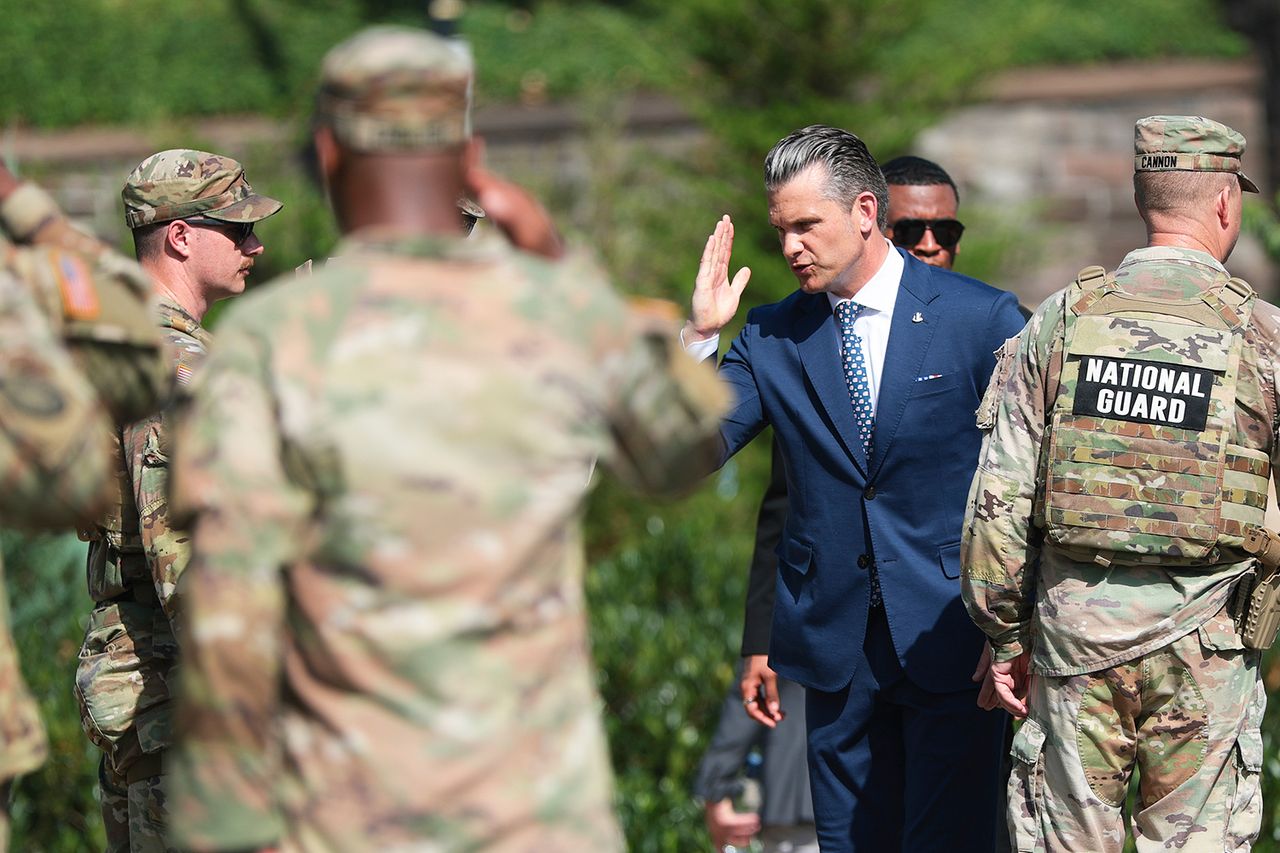 U.S. Secretary of War Pete Hegseth greets members of the U.S. National Guard after an event at Meridian Hill Park on July 02, 2026 in Washington, DC. Hegseth and other members of U.S. President Donald Trump's administration visited the park to speak to guard members and to tout the DC Safe And Beautiful Task Force U.S. Secretary of Defense Pete Hegseth greets members of the U.S. National Guard on July 2, 2026, in Washington, D.C.Credit: Anna Moneymaker/Getty
