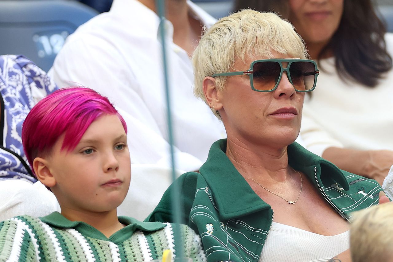 Pink and son Jameson Moon Hart attend the Men's Singles Fina Pink and her son JamesonCredit: Matthew Stockman/Getty