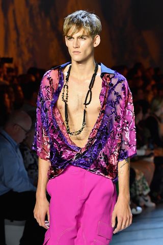 US model Presley Gerber walks the runway at the Prabal Gurung Spring/Summer 2019 Presley Gerber on the runway in 2018.Credit: ANGELA WEISS/AFP via Getty