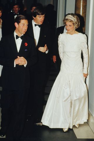 Prince Charles (far left) and Princess Diana attend a dinner at the British Embassy in Washington, D.C., on Nov. 10, 1985Credit: Terry Fincher/Princess Diana Archive/Getty