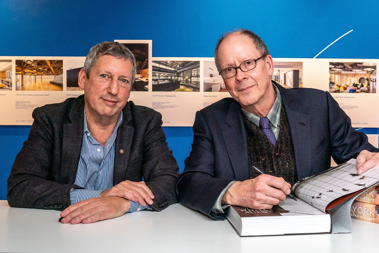 James Sanders (left), co-writer of ‘New York: A Documentary Film’, and Ric Burns, director and co-writer.Credit: Helen Handelman