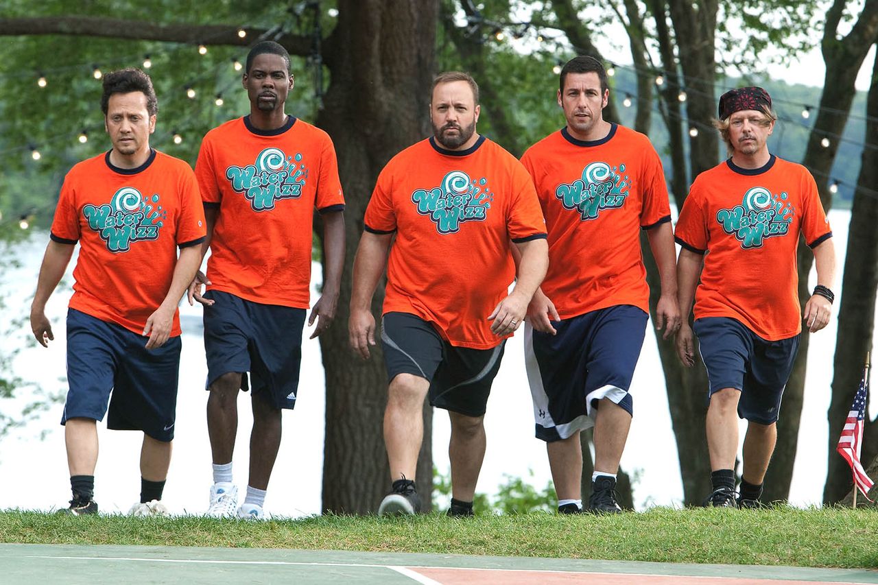 Rob Schneider, Chris Rock, Kevin James, Adam Sandler, David Spade Grown Ups - 2010 Rob Schneider, Chris Rock, Kevin James, Adam Sandler and David Spade in ‘’Grown Ups’Credit: Happy Madison Productions/Kobal/Shutterstock