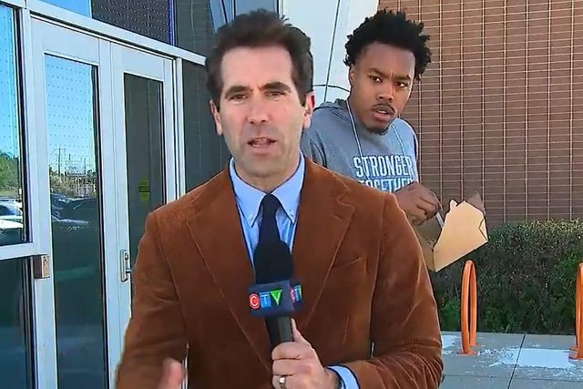 Scottie Barnes spotted in background reacting to Kawhi Leonard contract discussion Scottie Barnes crashes live TV segmentCredit: CTV News/YouTube