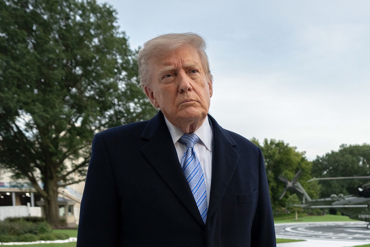 Donald Trump standing outdoors background includes trees and a helicopter President Donald Trump on the South Lawn of the White House on Sept. 23, 2026Credit: Aaron Schwartz/Bloomberg via Getty