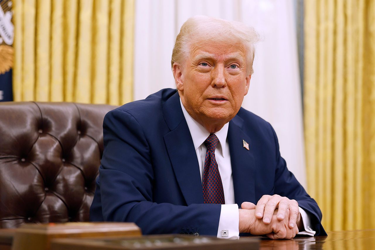 Donald Trump seated at a desk in the Oval Office Donald TrumpCredit: Anna Moneymaker/Getty